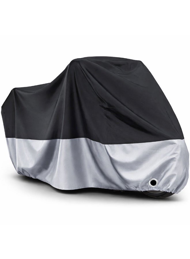 Motorcycle Scooter One Layer  Cover Waterproof - Outdoor Motorcycle Cover Rain UV Dust Protective Motorcycle Cover with 2 Windproof Buckles Lock Hole silver  265 x 105 x 125 cm - Image 1